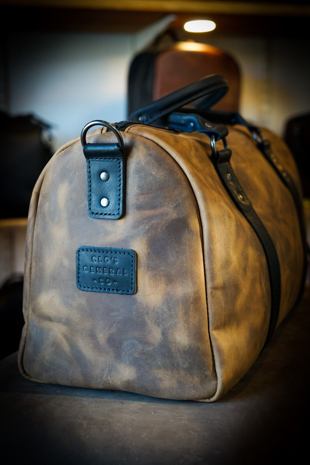 Premium Overnight Duffle Bag - Tobacco Brown with Flat Black Accents - Perfect for Travel, Gym & Weekend Getaways