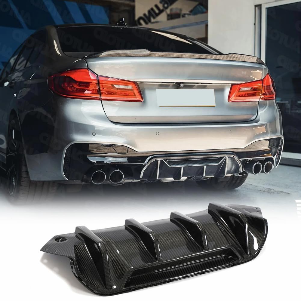 Carbon Fiber Rear Bumper Lip Diffuser for BMW 5 Series F90 M5 Sedan (2018-2020) - Lower Lip Spoiler & Valance Protector - Enhance Style & Protection for Street & Track Performance