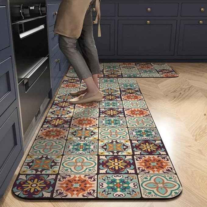 KRLZ Non-Slip Kitchen Rug Set - Washable, Durable Mats for Kitchen, Children's Room, Entrance & Outdoor Use (120x40cm, 60x40cm) - Perfect for Home, Office, and Patio