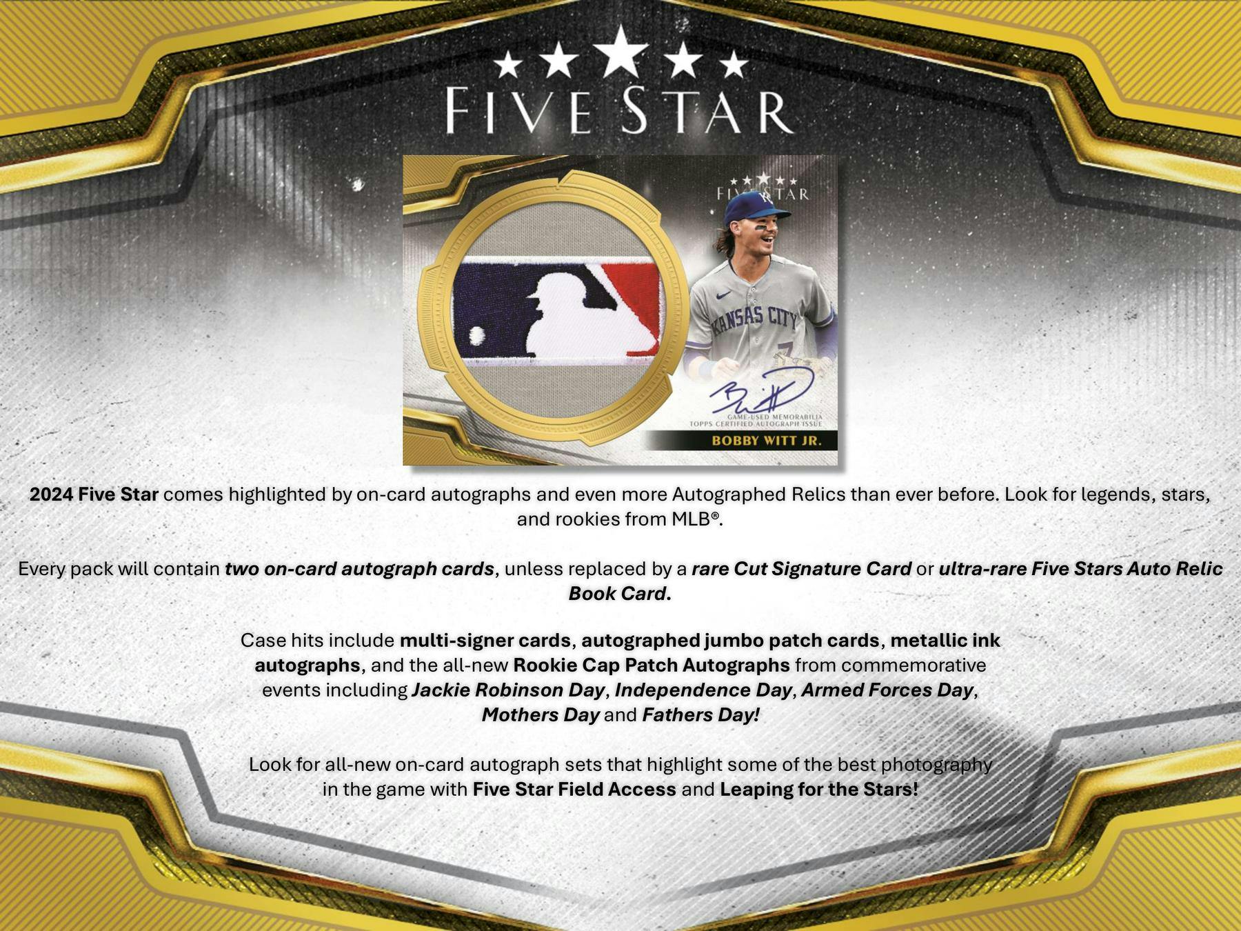 2024 Topps Five Star Baseball Hobby Box - Premium MLB Trading Cards Collection for Collectors & Investors - Perfect for Sports Memorabilia Displays & Fantasy Baseball Enthusiasts