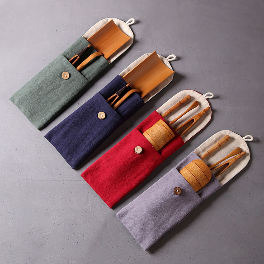 Premium Bamboo Tea Scoop with Storage Bag - Perfect for Loose Leaf Tea Brewing, Tea Ceremonies, and Home Tea Accessories