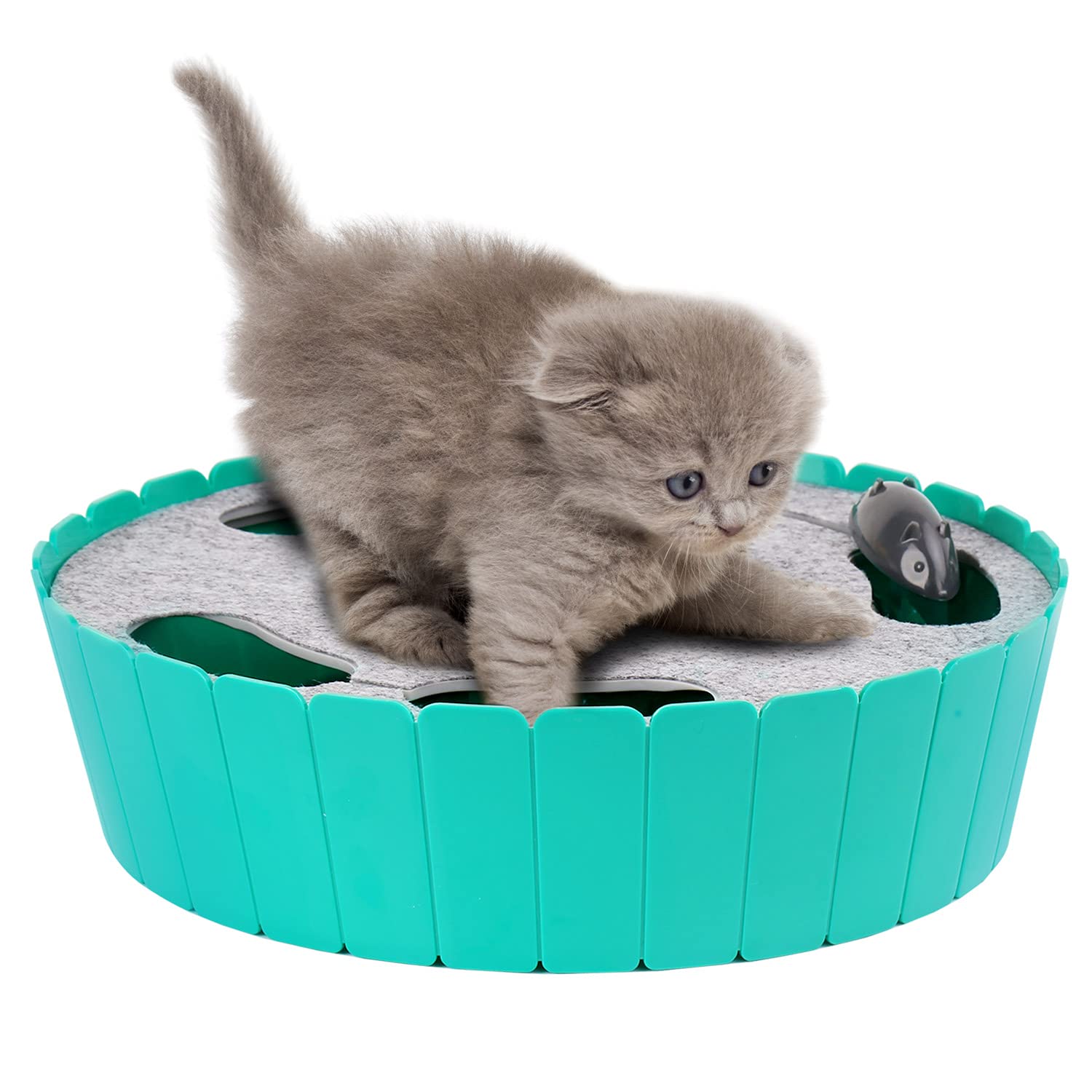 Pawaboo Automatic Interactive Cat Toy with Running Mouse - Electronic Motion Teaser for Indoor Cats & Kittens - Fun Hunting Hide & Seek Play for Exercise & Entertainment - Lake Blue - Perfect for Playtime, Training & Stimulating Natural Instincts