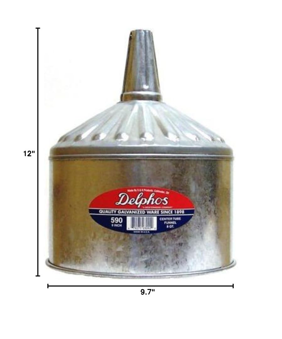 8-Qt Stainless Steel Funnel (Funnel + Strainer) - Heavy Duty Kitchen Funnel for Cooking, Baking, Canning & Oil Filtering - Perfect for Liquids, Sauces, Dry Ingredients & DIY Projects