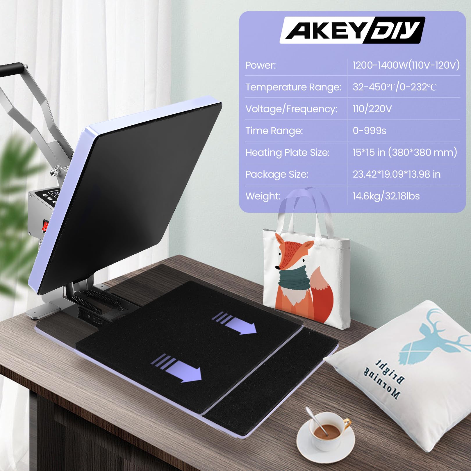 **AKEYDIY 15x15 Inch Slide-Out Drawer Digital Heat Press Machine - Fast Heating, Industrial-Grade T-Shirt & Sublimation Press for DIY, HTV, and Custom Apparel - Perfect for Home Business, Crafting & Custom Clothing**