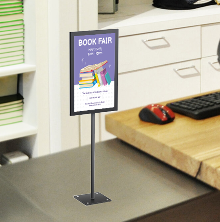 11x14 Inch Lightweight Countertop Steel Pedestal Display Stand - Two-Sided Sign Holder with Fixed 12