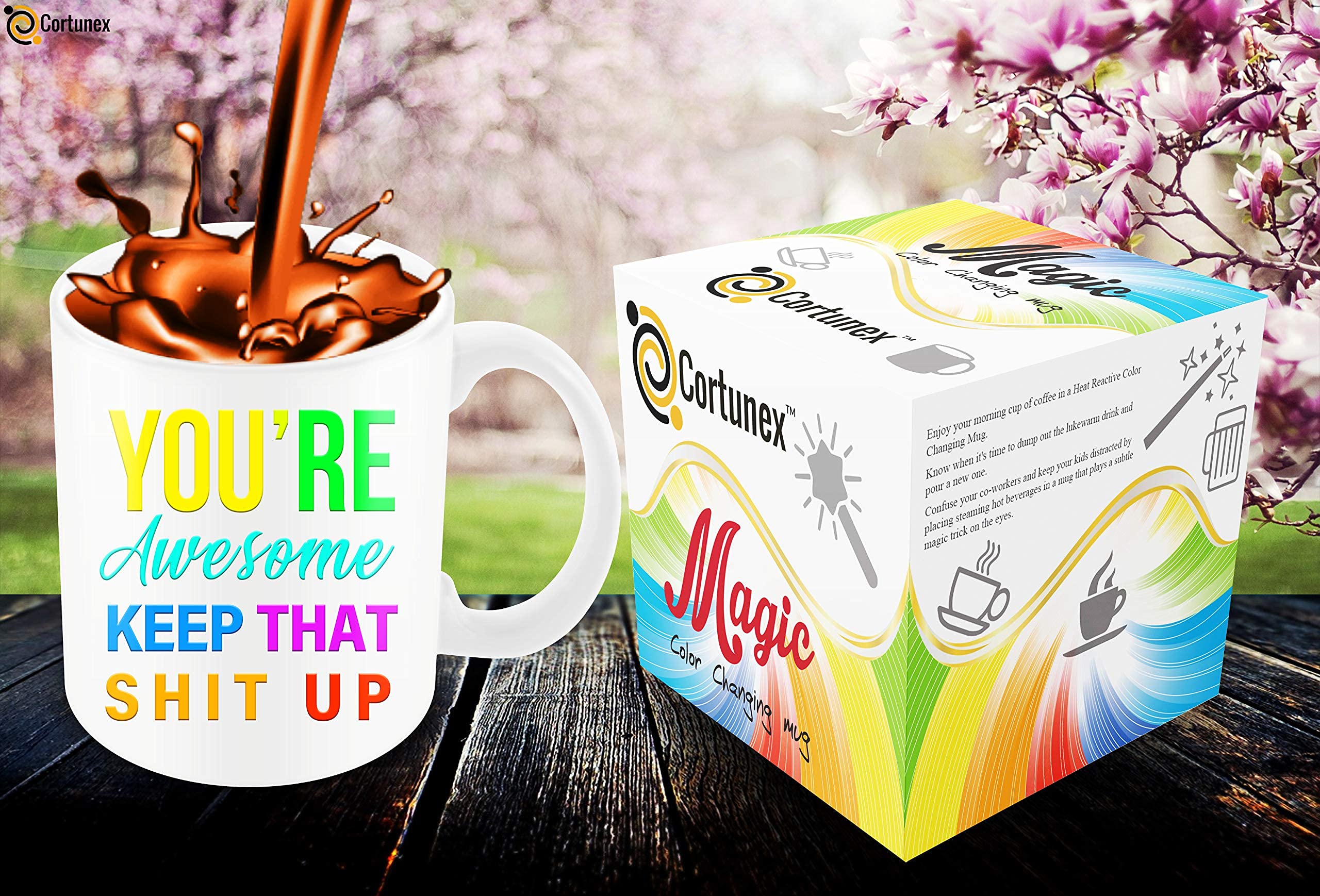 11oz Heat Sensitive Color Changing Coffee Mug - Funny 'You're Awesome Keep That Up' Ceramic Cup - Perfect Gift for Men, Women & Coffee Lovers - White Tea Mug for Office, Home & Gifts