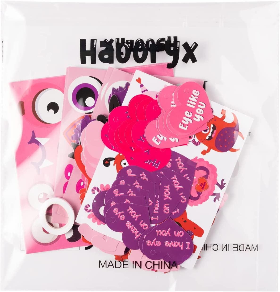 Haooryx 30Pcs DIY Monster Paper Craft Kit - Valentine's Day Hanging Ornaments, Gift Cards, Kids Art Supplies for Home Decor, Classroom Activities, Party Favors & Holiday Crafts
