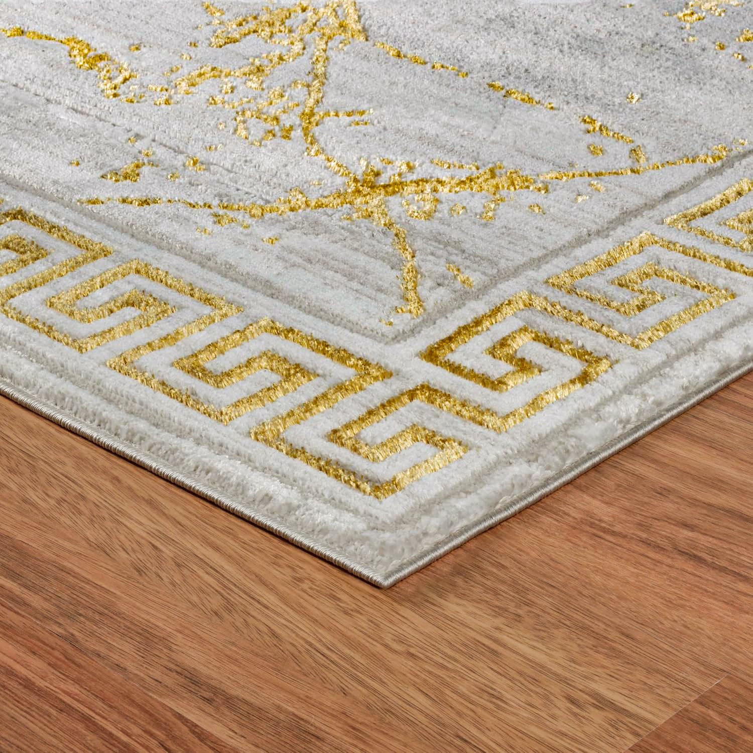 GLORY RUGS 8x10 Modern Abstract Area Rug - Cream & Gold Marble Pattern Carpet for Living Room, Dining Room, Bedroom | Soft & Stylish Home Decor