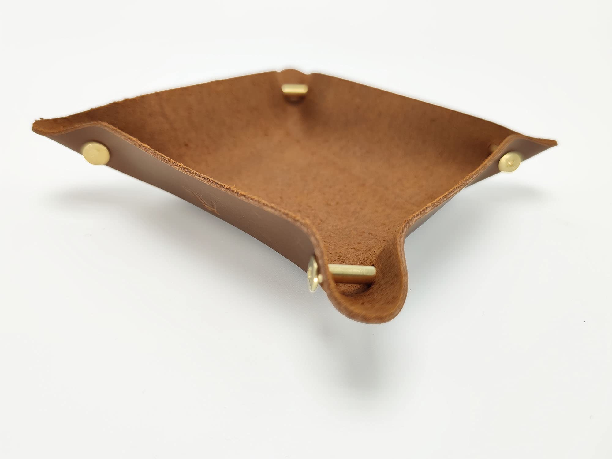 Premium Leather Valet Tray - Entryway Catchall Organizer for Wallets, Watches, Keys & Coins | Nightstand, Office Desk Storage Bowl | Handcrafted Crazy Horse Leather in Cinnamon | Perfect for Home, Office & Travel Accessories Organization