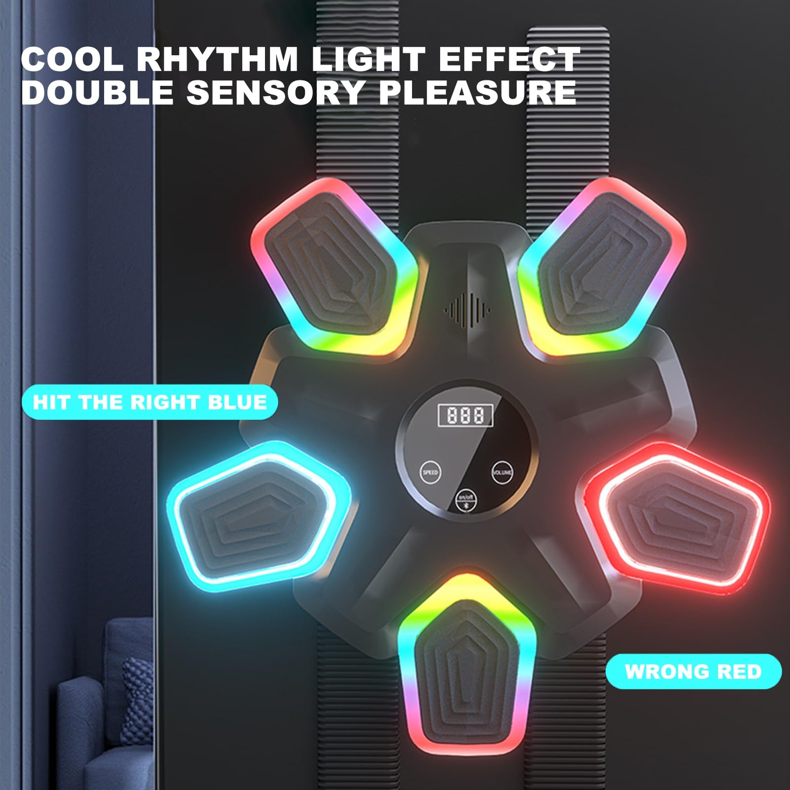 Bluetooth Smart Boxing Trainer with LED Display & Boxing Gloves - Music Boxing Machine for Kids & Adults - Wall Mount Punching Target for Home, Office & Gym Workouts - Perfect for Fitness Training, Stress Relief & Interactive Exercise