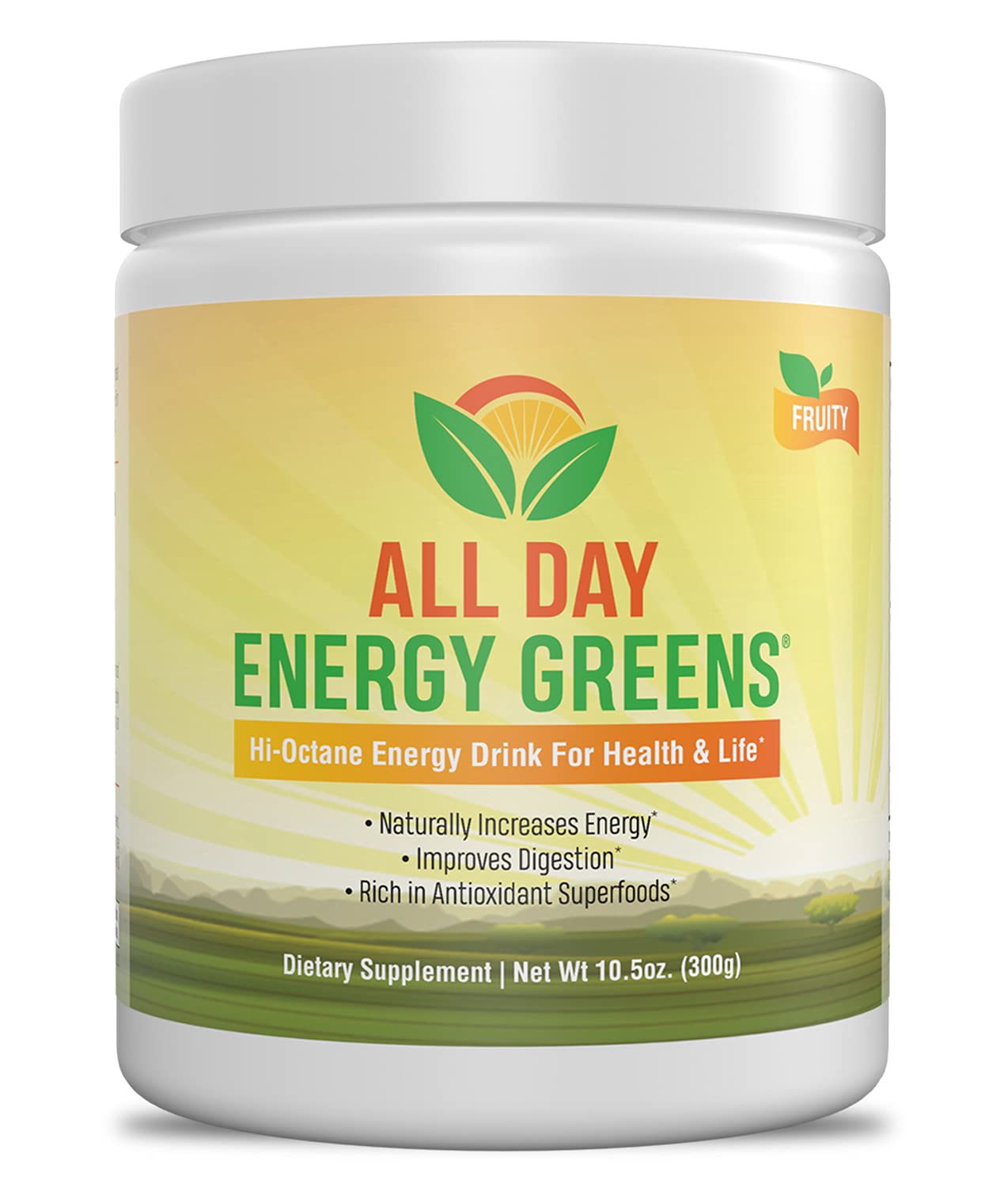 IVL - All Day Energy Greens Powder Superfood Supplement - Fruity Flavor Super Greens Blend for Optimal Nutrition, Energy & Digestion - Perfect for Smoothies, Shakes & Healthy Lifestyle Boost