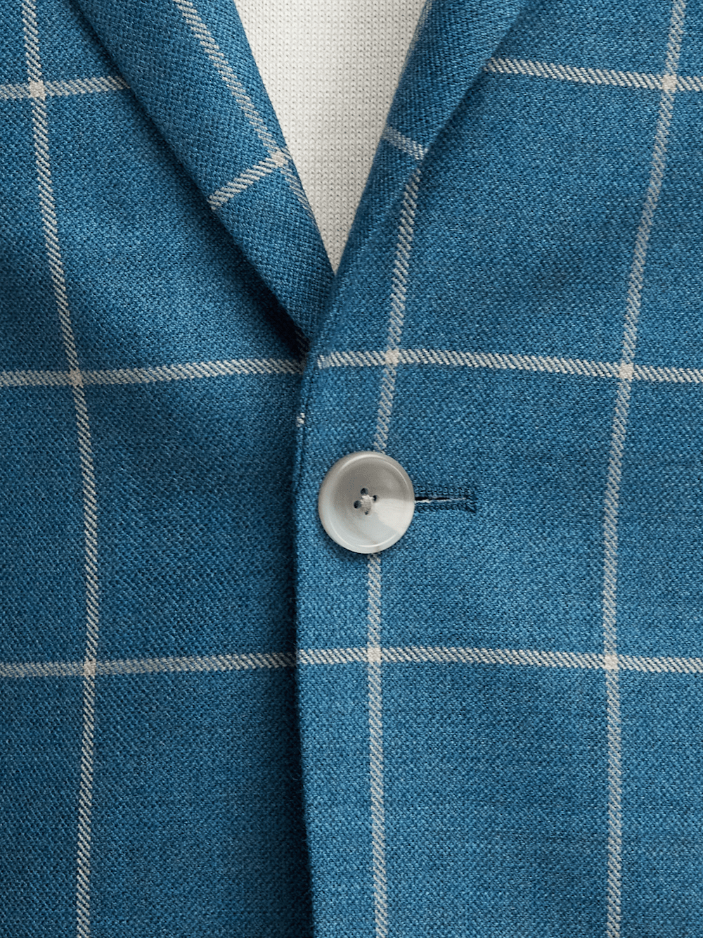 Premium Wool Windowpane Single Breasted Peak Lapel Blazer - Teal Blue | Formal Business Suit Jacket for Men | Perfect for Office, Weddings & Special Occasions
