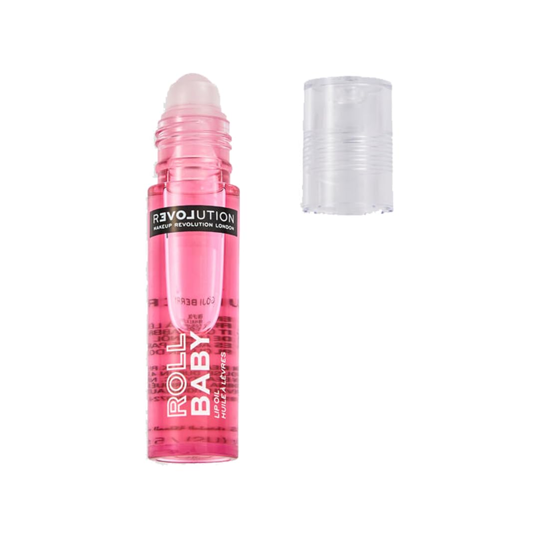 RELOVE Makeup Revolution Relove Roll Baby Glossy Lip Oil - Hydrating & Long-Lasting Lip Gloss for Women, Infused with Rosehip Oil & Goji Berry, Waterproof, Paraben-Free & Cruelty-Free, 5ml - Perfect for Daily Wear, Date Night & Special Occasions