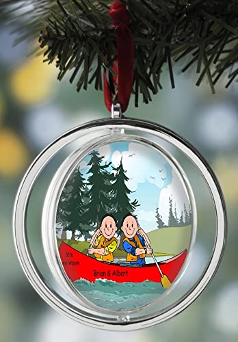 Personalized Cartoon Canoe Christmas Ornament for Couples - Custom Male & Male Holiday Decor - Perfect for Tree Decorating, Gift Giving & Festive Home Decoration