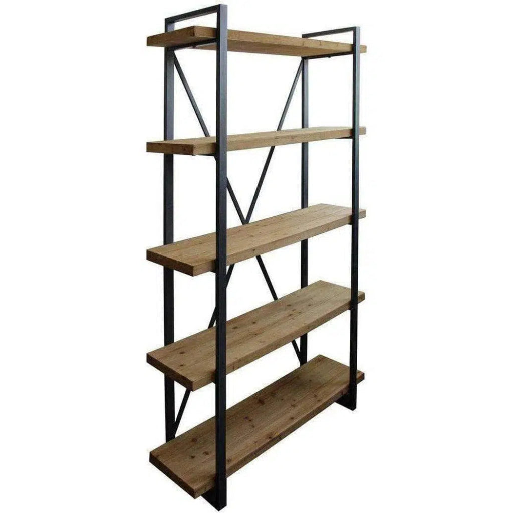 47 Inch 5-Tier Wooden Shelf - Rustic Brown Floating Shelves for Living Room, Bedroom, Bathroom Storage & Decor