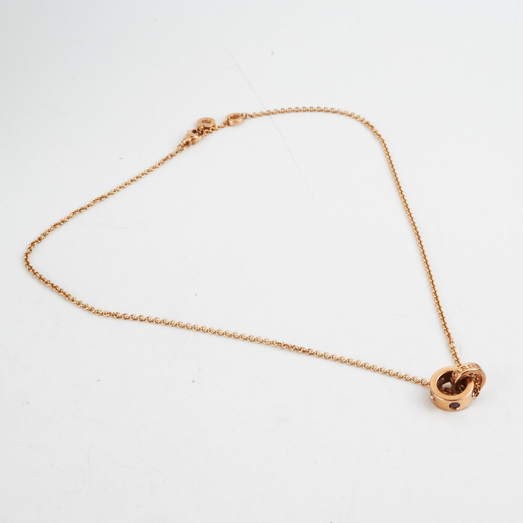 Bvlgari Purple Pink Gemstone Necklace in Rose Gold - Elegant Jewelry for Women, Perfect for Parties, Weddings & Special Occasions