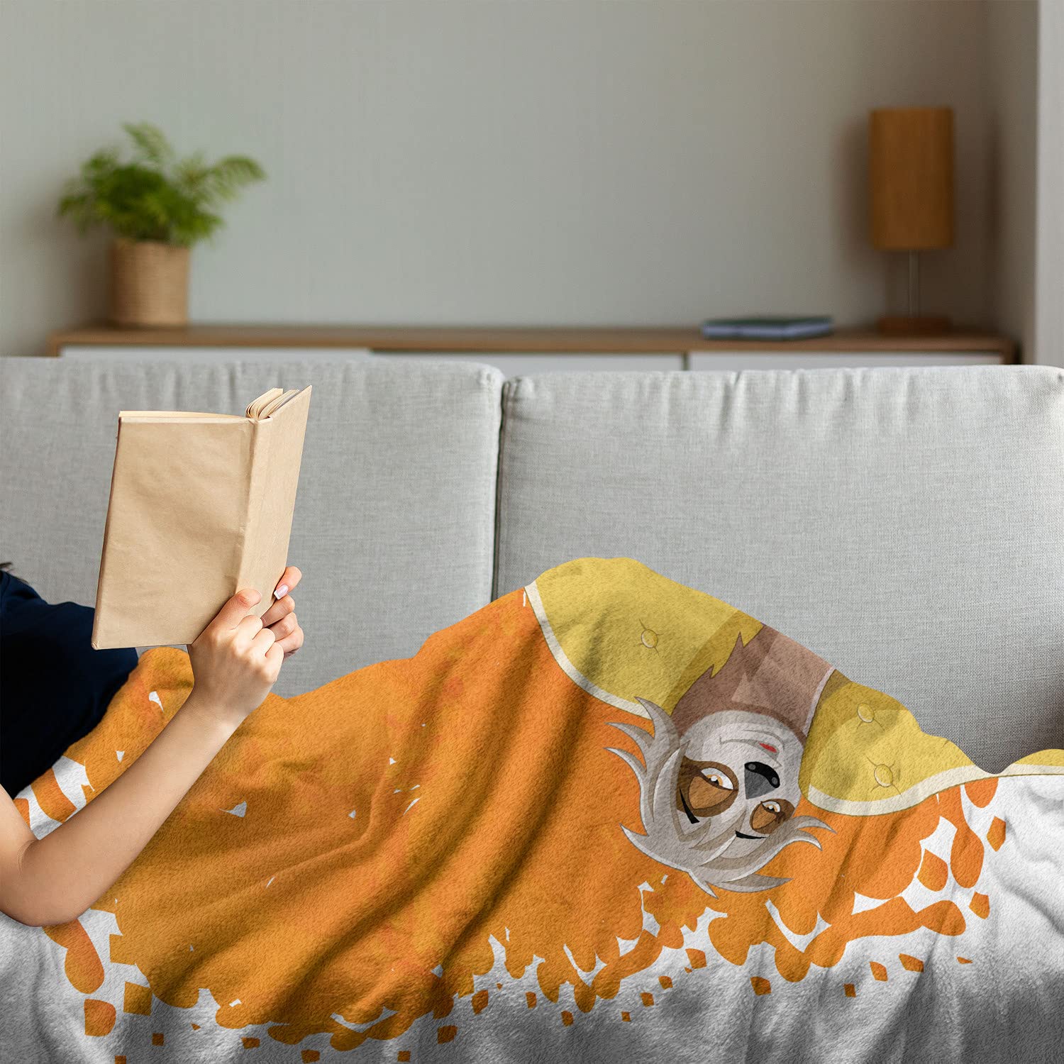 Ambesonne Sloth Fleece Throw Blanket - 60