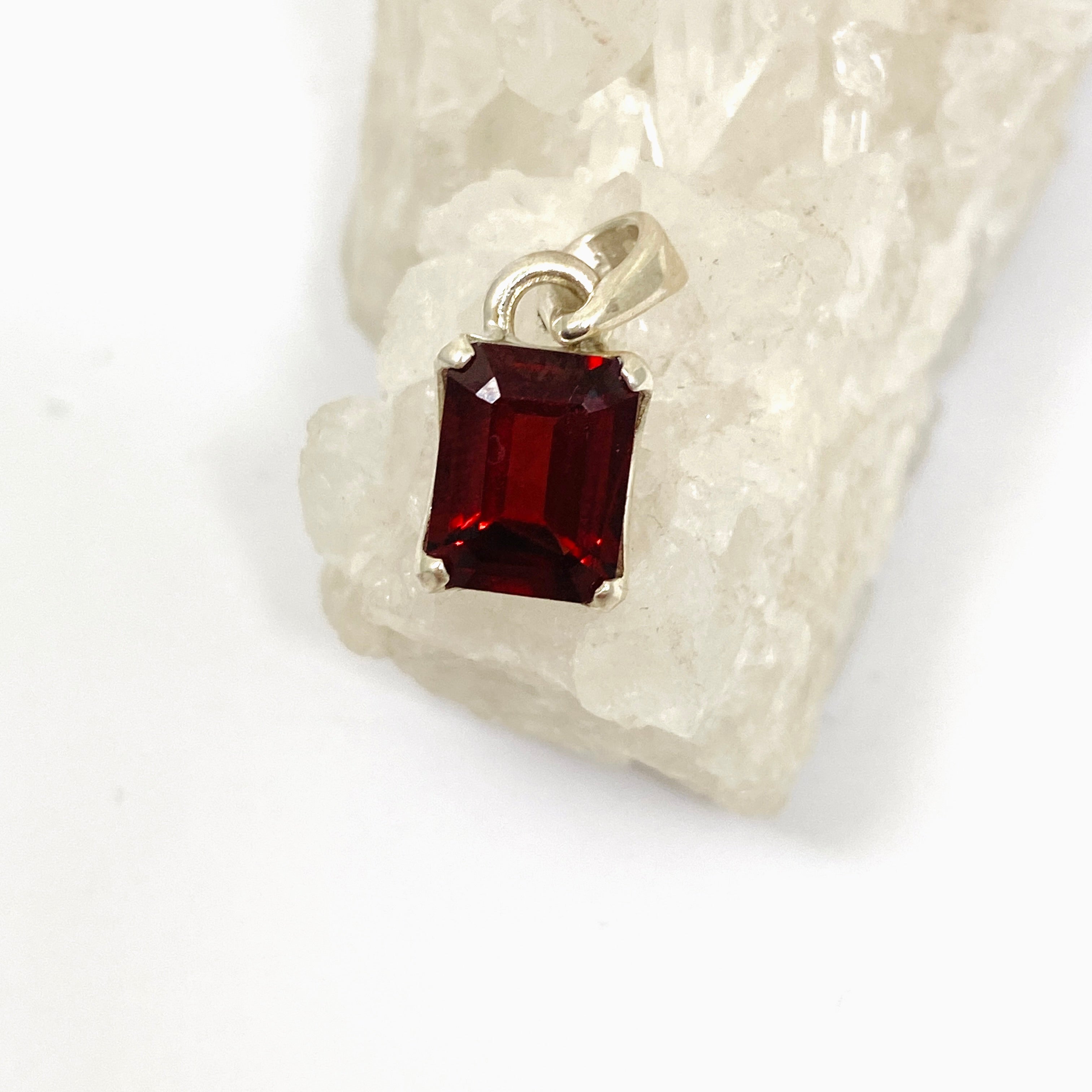 Garnet Rectangular Faceted Pendant PPGJ864 - Elegant Jewelry for Women, Perfect for Parties, Weddings & Special Occasions