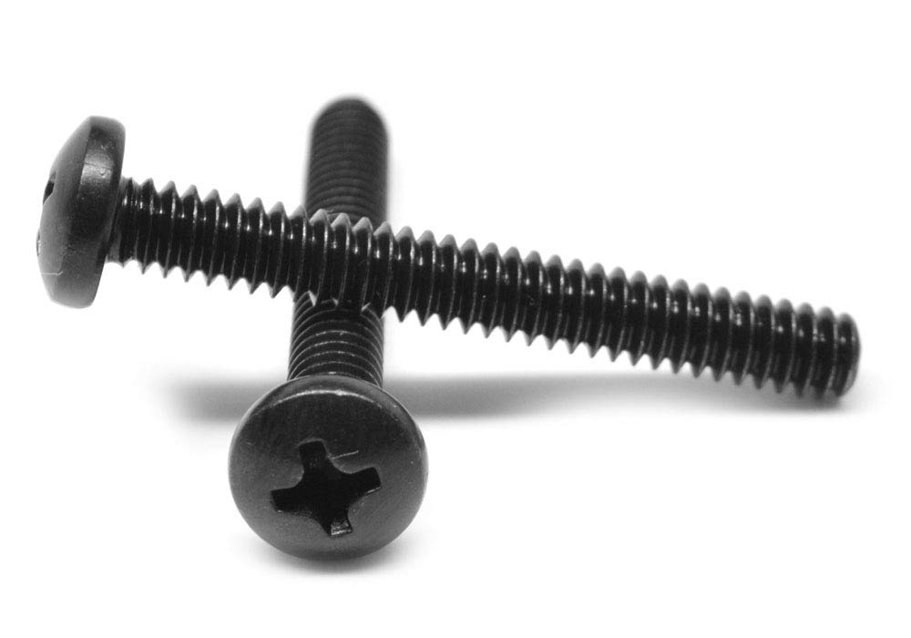 M5 x 0.80 x 25mm Coarse Thread DIN 7985A Phillips Pan Head Machine Screws - Black Oxide Low Carbon Steel (Pack of 1000) - Ideal for Automotive, Machinery & DIY Projects