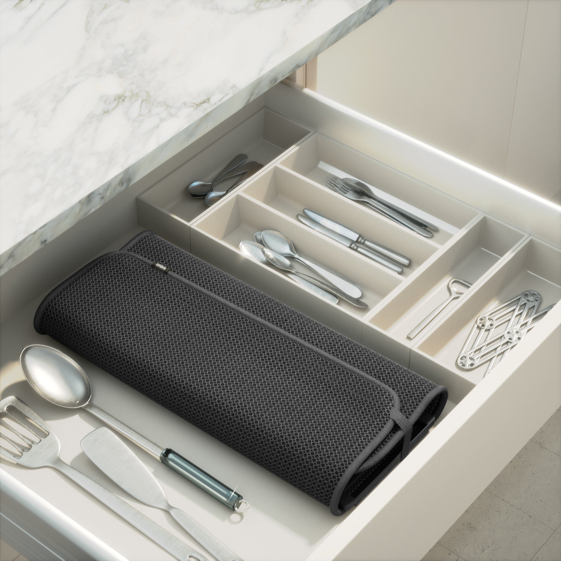 UDry Premium Dish Drying Rack with Absorbent Mat - Space Saving Kitchen Organizer for Countertop, Sink & Small Spaces
