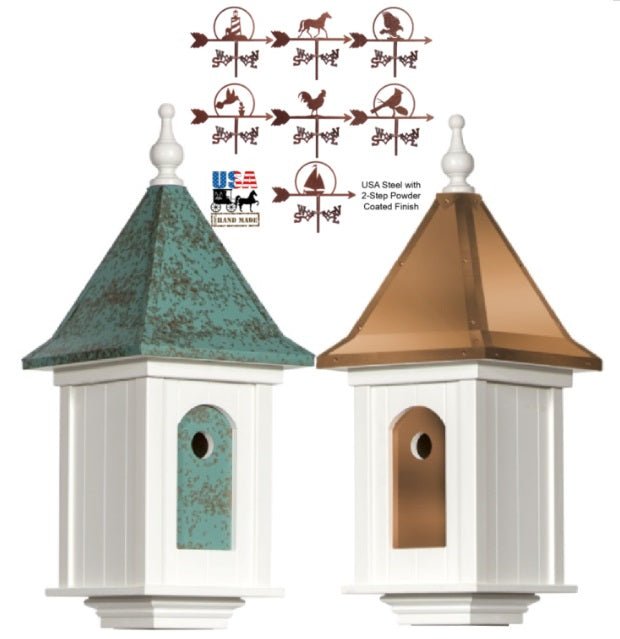 Large Victorian Birdhouse - Durable PVC Bird House with Top & Weathervane Options - Perfect for Garden Decoration and Bird Watching