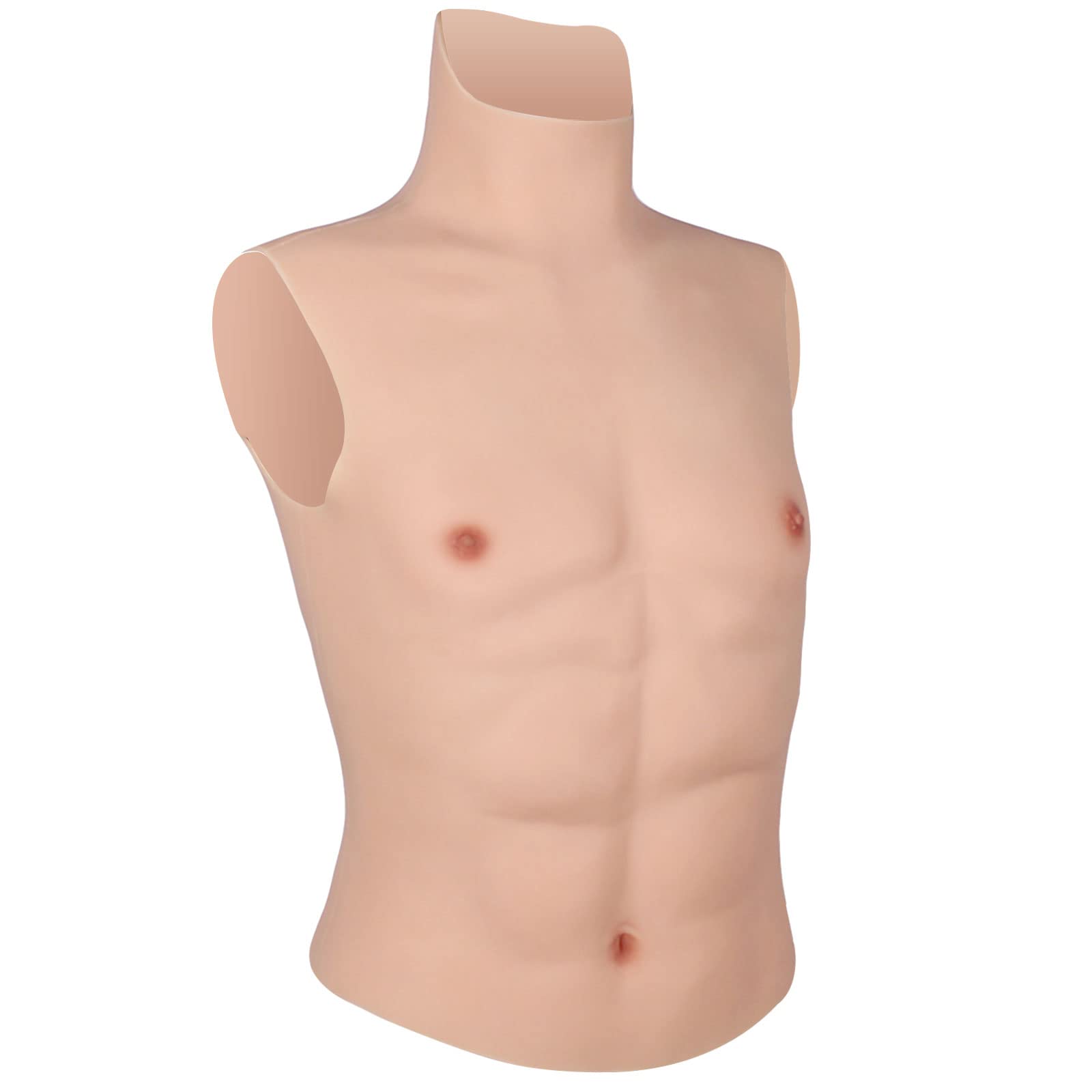 Realistic Muscle Suit for Men - Half Body Chest Silicone Shaper with Ultra Soft Simulation Skin - Perfect for Cosplay, Halloween Costumes, Bodybuilding Shows & Theater Performances