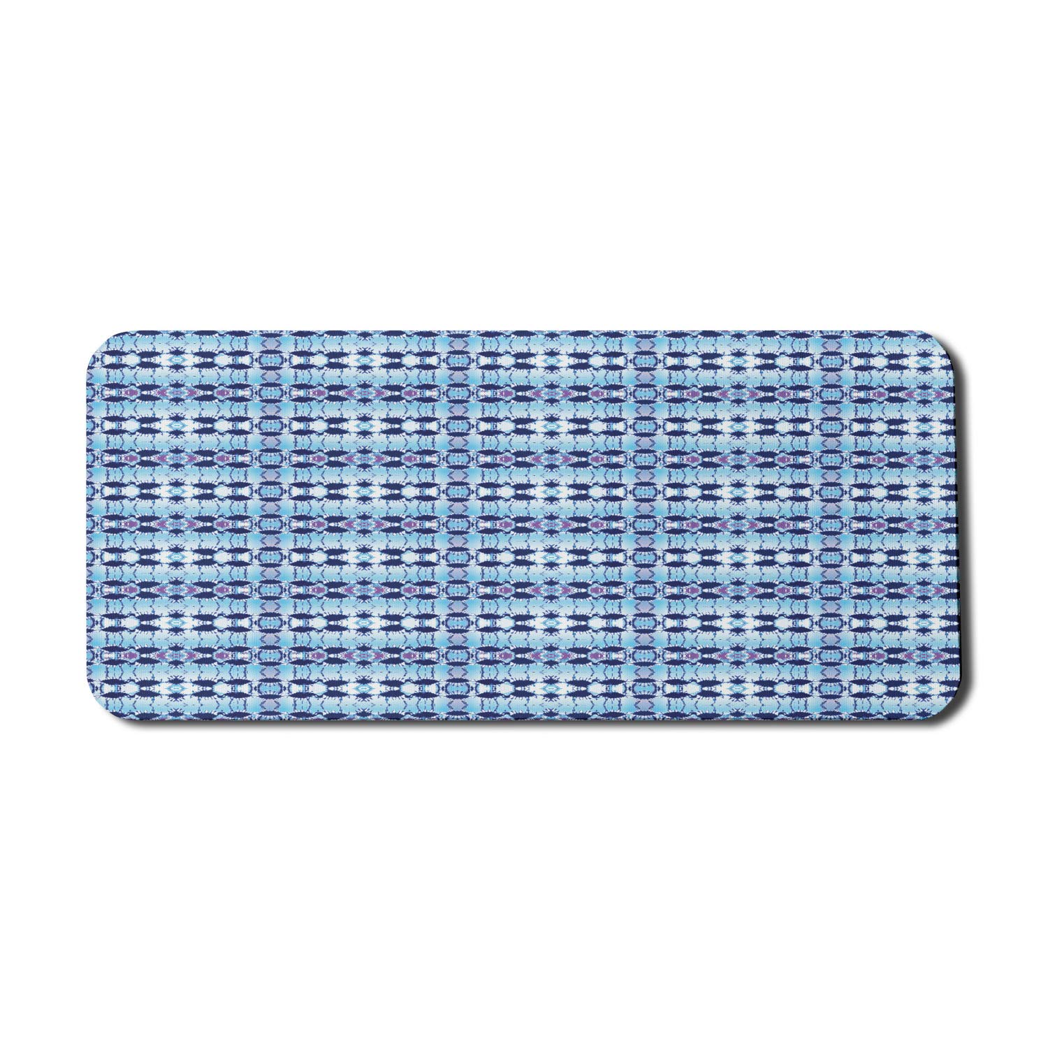 Ambesonne Ethnic Computer Mouse Pad - Blue Psychedelic Batik Design, Non-Slip Rubber Base, Extra Large 35