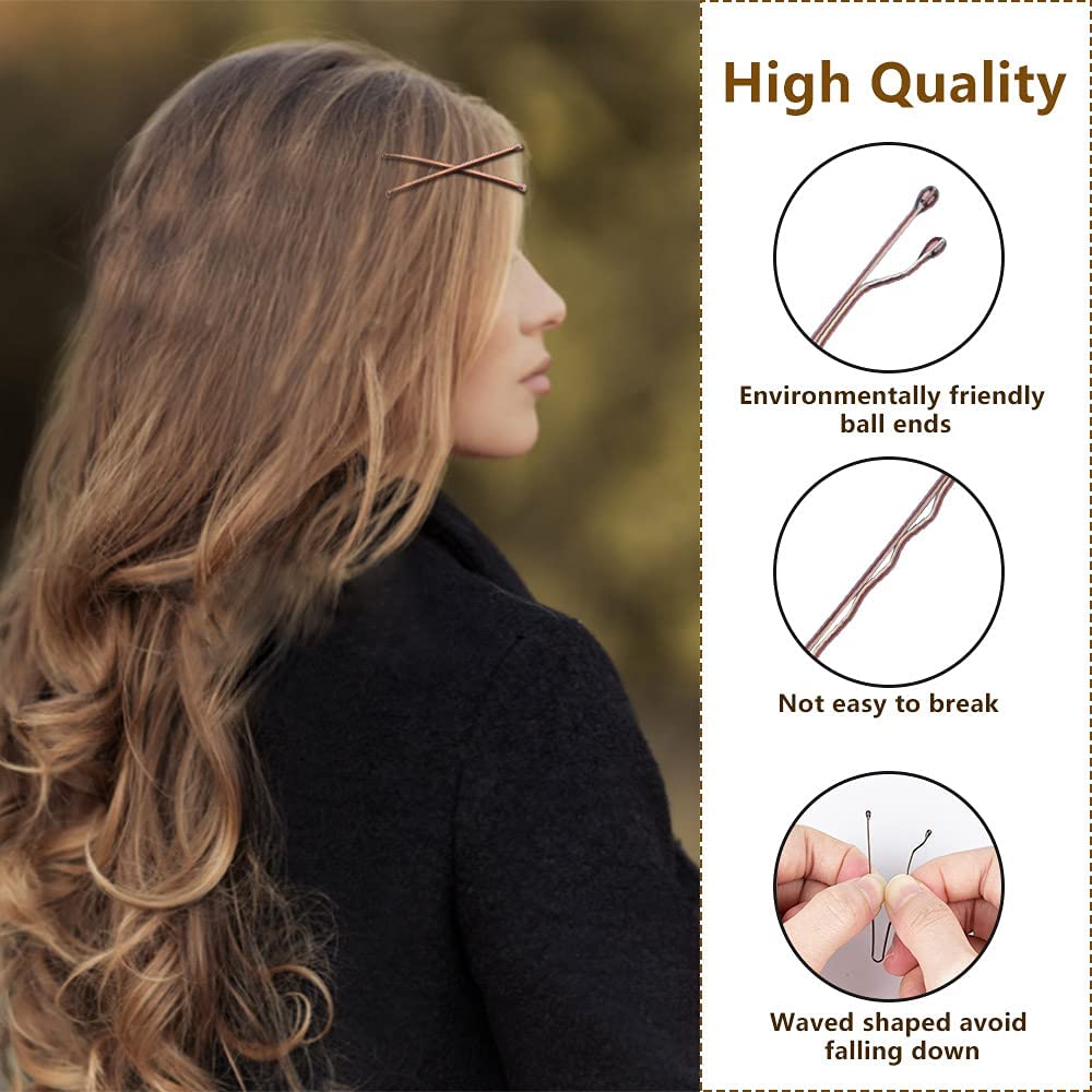 MORGLES 120pcs Bobby Pins for Women & Kids - Brown Hair Clips & Hair Grips (2in/5cm) with Storage Box - Perfect for Updos, Braids & Everyday Hairstyling