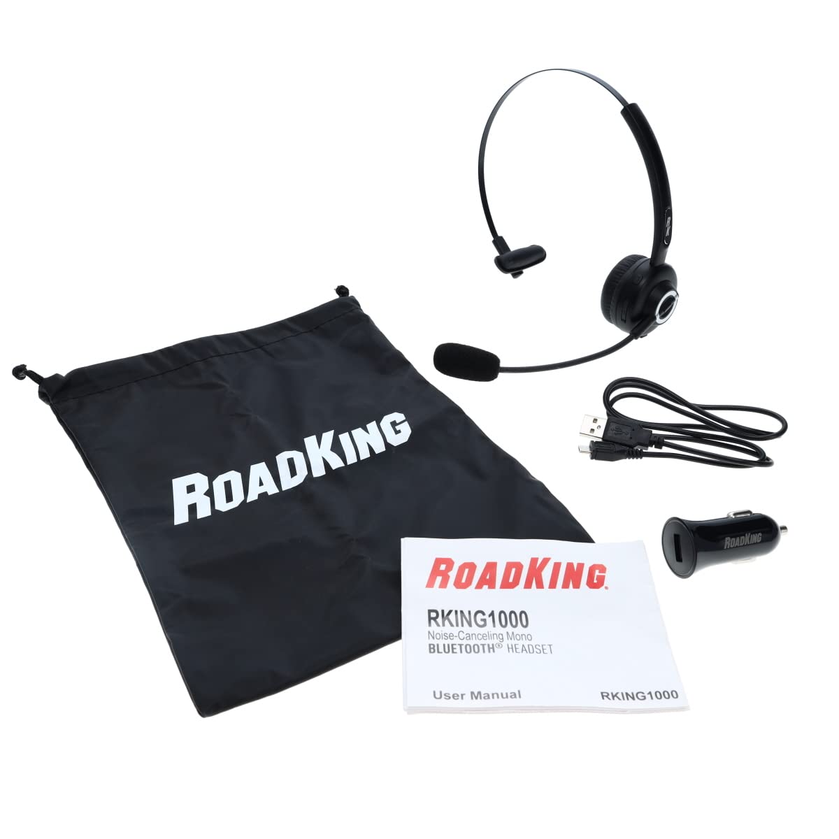 RoadKing RKING1000 Professional Truck Driver Bluetooth Headset - Noise Cancelling Wireless Mono Headset with Mic for Clear Calls | Ideal for Long-Haul Driving, Fleet Operations & Hands-Free Communication