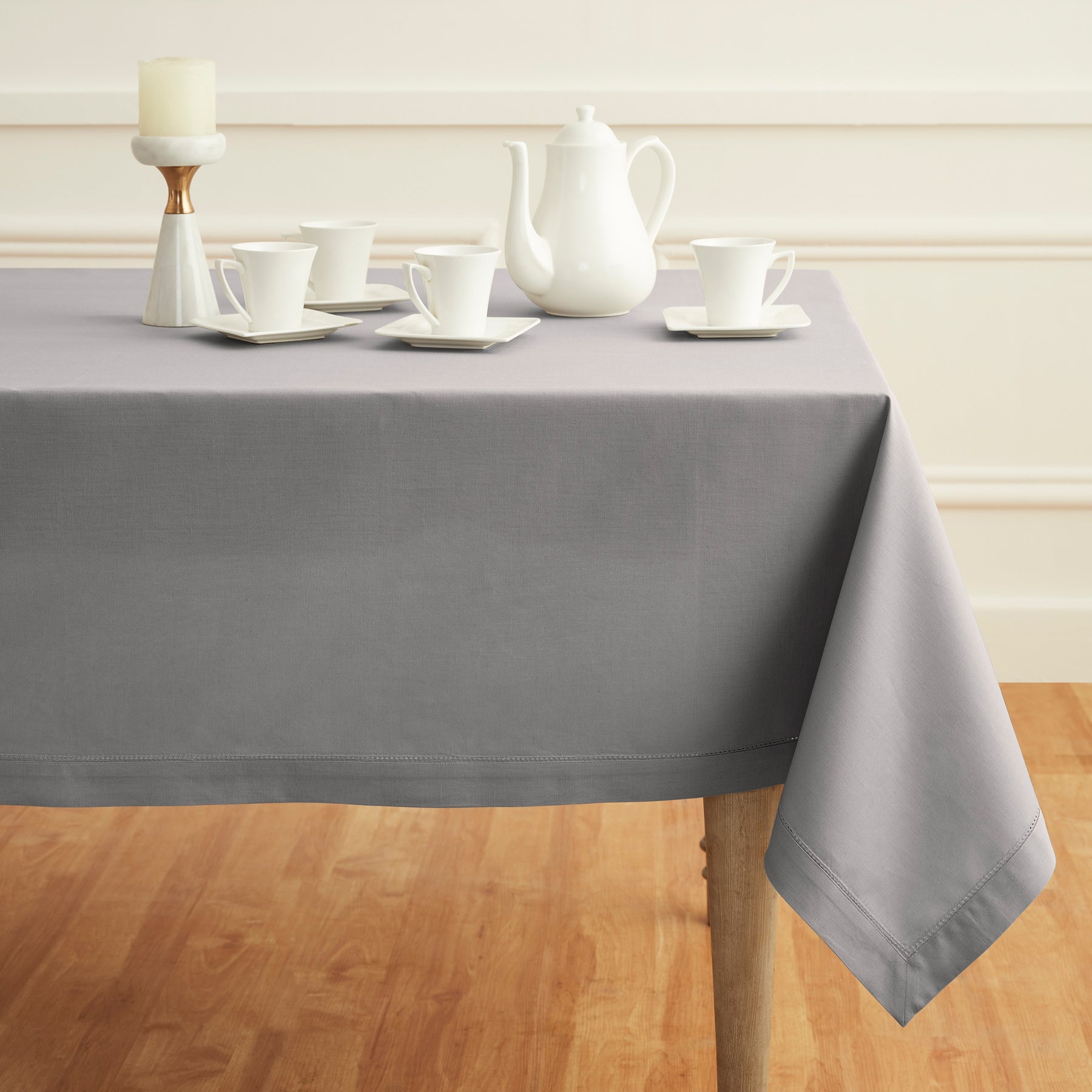 Premium Cotton Linen Hemstitch Tablecloth - Elegant Dining Table Cover for Home Decor, Parties & Special Occasions