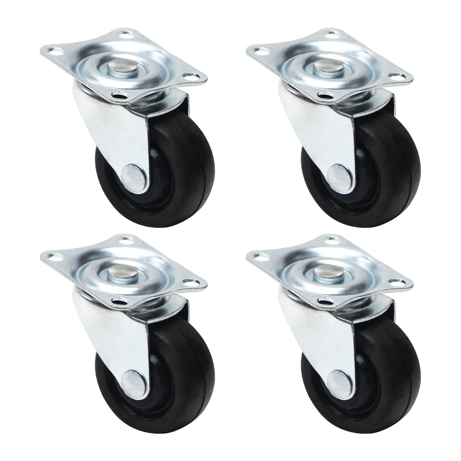 1.57 Inch Swivel Caster Wheels with Rubber - 360 Degree Rotation, Top Plate Mounted, 44lb Capacity (Set of 4) - Perfect for Furniture, Carts, and Industrial Equipment