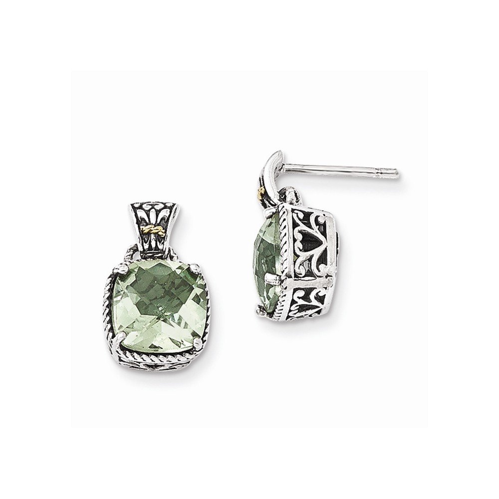 14K Gold Plated Sterling Silver Green Quartz Stud Earrings for Women - Elegant Dainty Jewelry Gift for Birthday, Anniversary & Everyday Wear