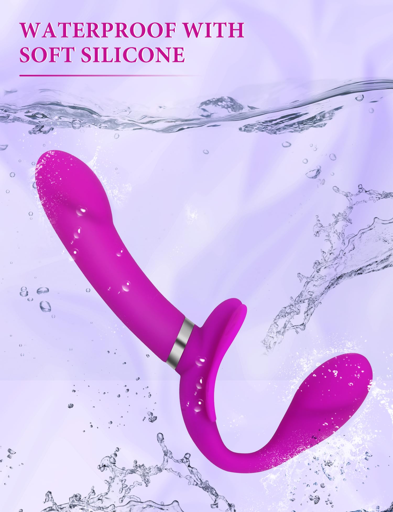 Strapless Strap-On Dildo with G-Spot Stimulation - 12 Vibration Modes Double Ended Vibrator for Women & Couples - Lesbian Sex Toy with Clitoral Stimulator for Enhanced Intimacy & Couples Play
