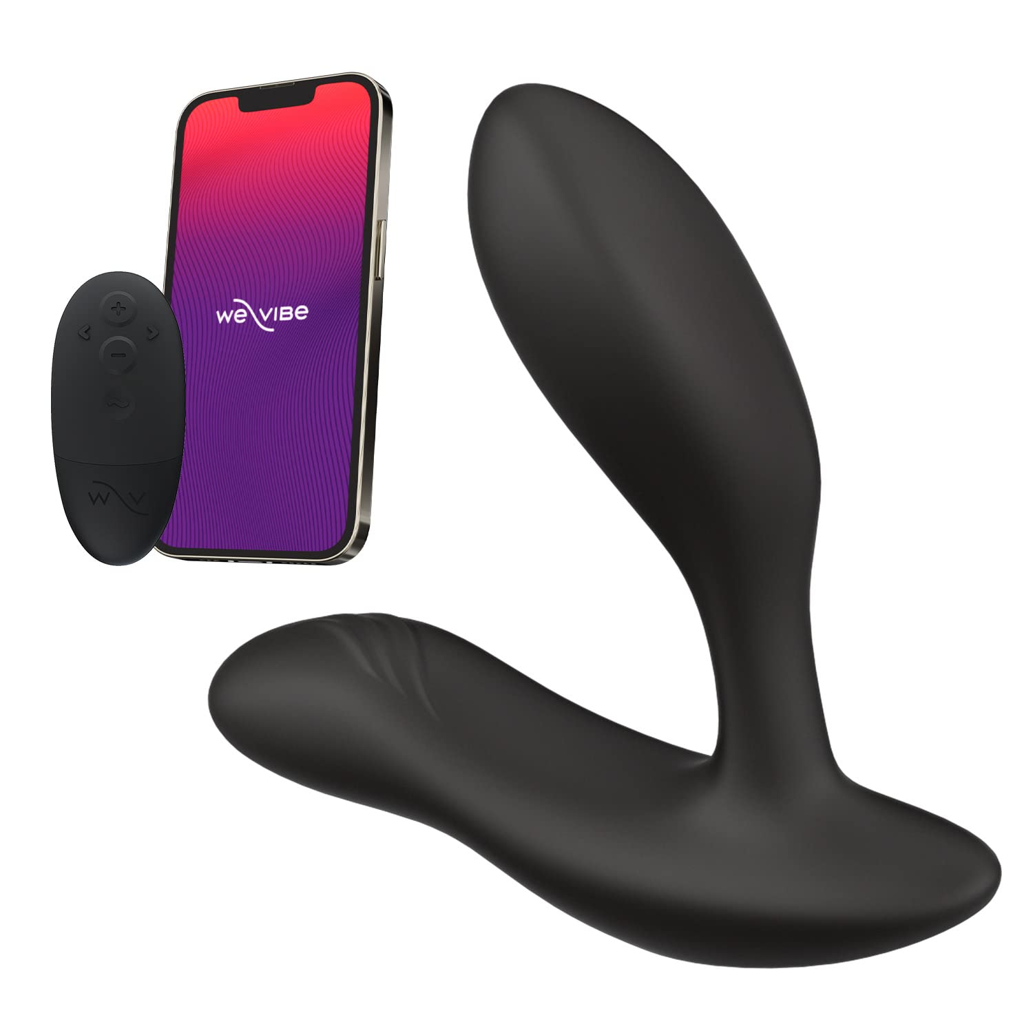 We-Vibe Vector+ Silicone Prostate Massager & Anal Vibrator - Remote Control & App Enabled Couples Sex Toy with 10 Vibration Modes | Black | Perfect for Long Distance Play & Couples Intimacy