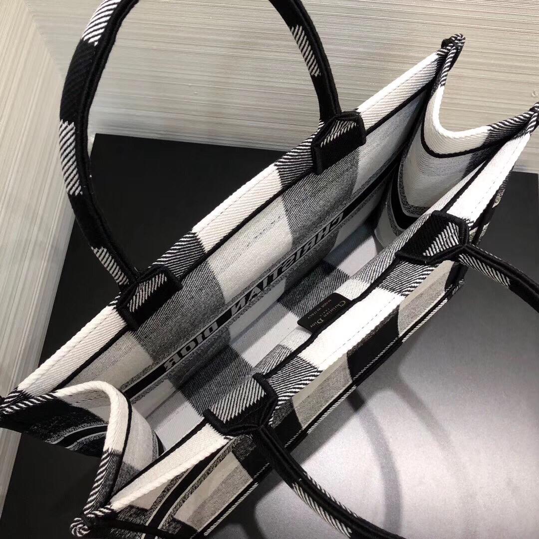 Dior Book Tote Bag in Off White & Black Embroidered Canvas - Luxury Designer Tote for Women, Perfect for Travel, Work & Everyday Use