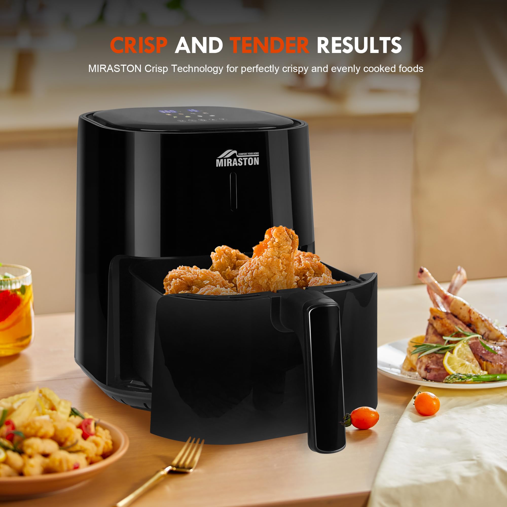 4.5QT Air Fryer with 6-in-1 Functions - Compact Smart Touchscreen Countertop Oven for Fast Cooking, Reheating & Healthy Meals | Perfect for Veggies, Frozen Foods, Juicy Meats | Nonstick & Dishwasher-Safe Basket | Ideal for Small Kitchens, Dorms & Quick Family Meals