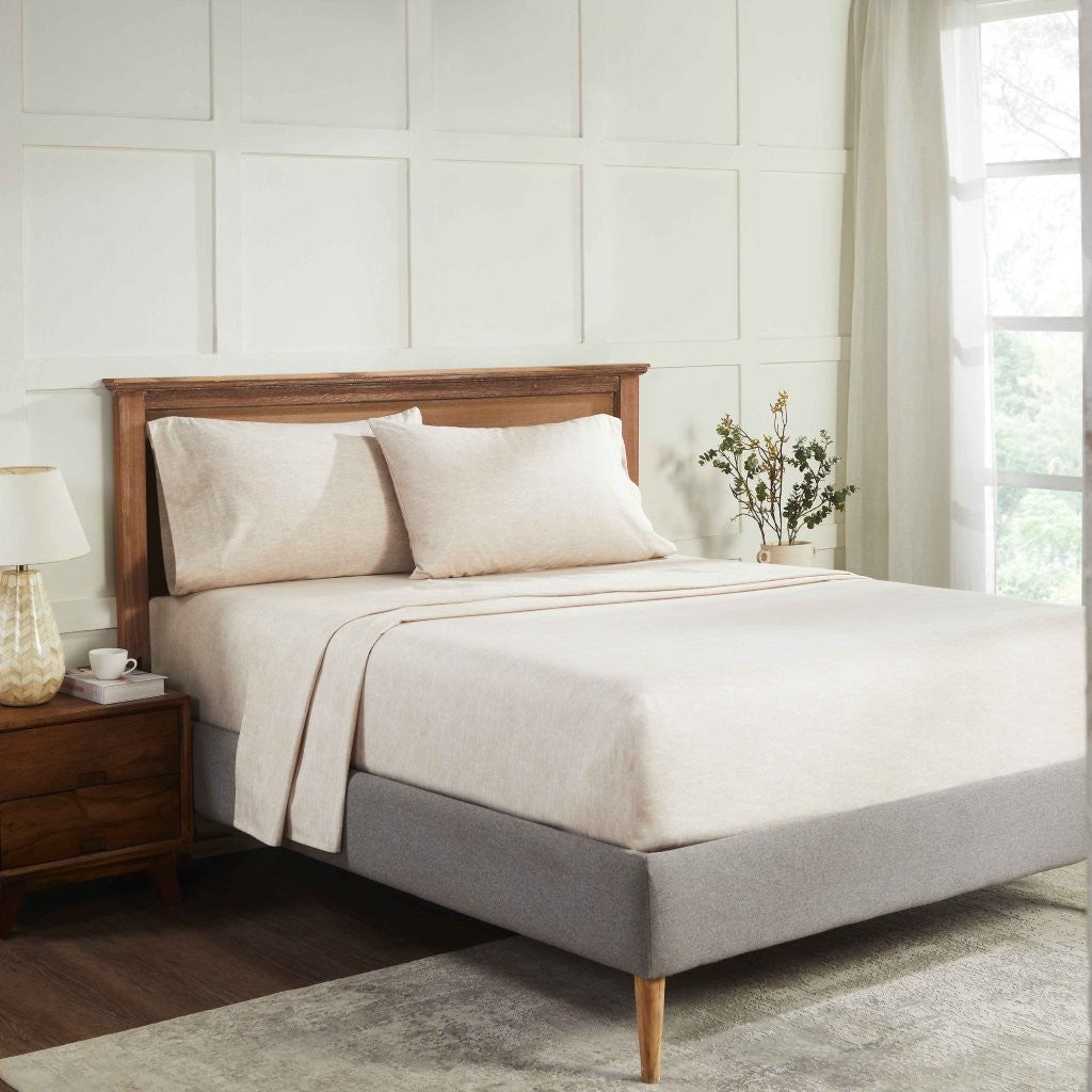 Premium Melange Flannel Cotton Two-Toned Brushed Deep Pocket Sheet Set - Ultra Soft & Cozy for Winter Nights, Perfect for Bedroom Comfort & Warmth