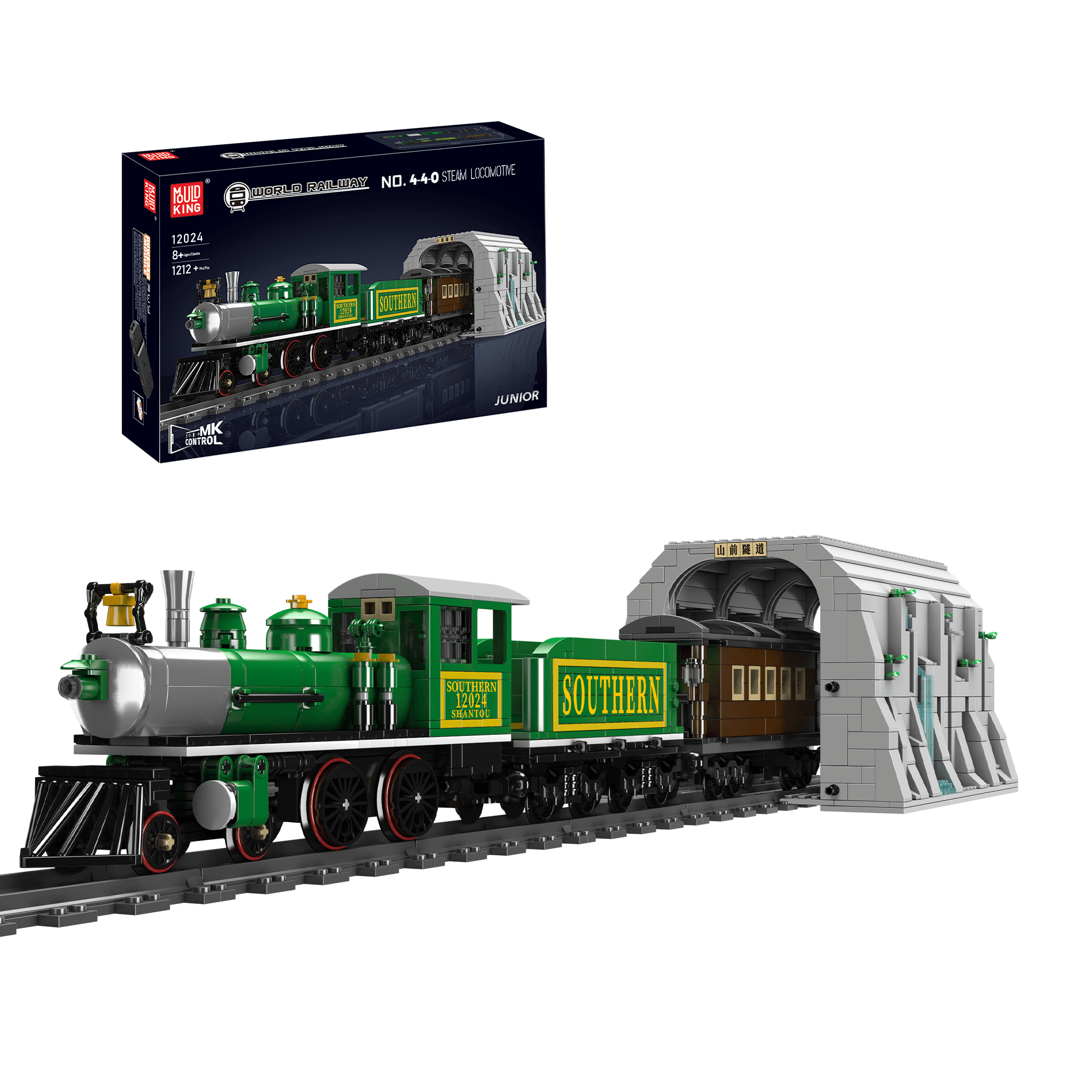 Mould King 12024 4-4-0 Steam Locomotive Building Blocks Set | 1,212 PCS | Model Train Toy for Adults & Kids | Perfect for Collectors, DIY Projects & Home Decoration