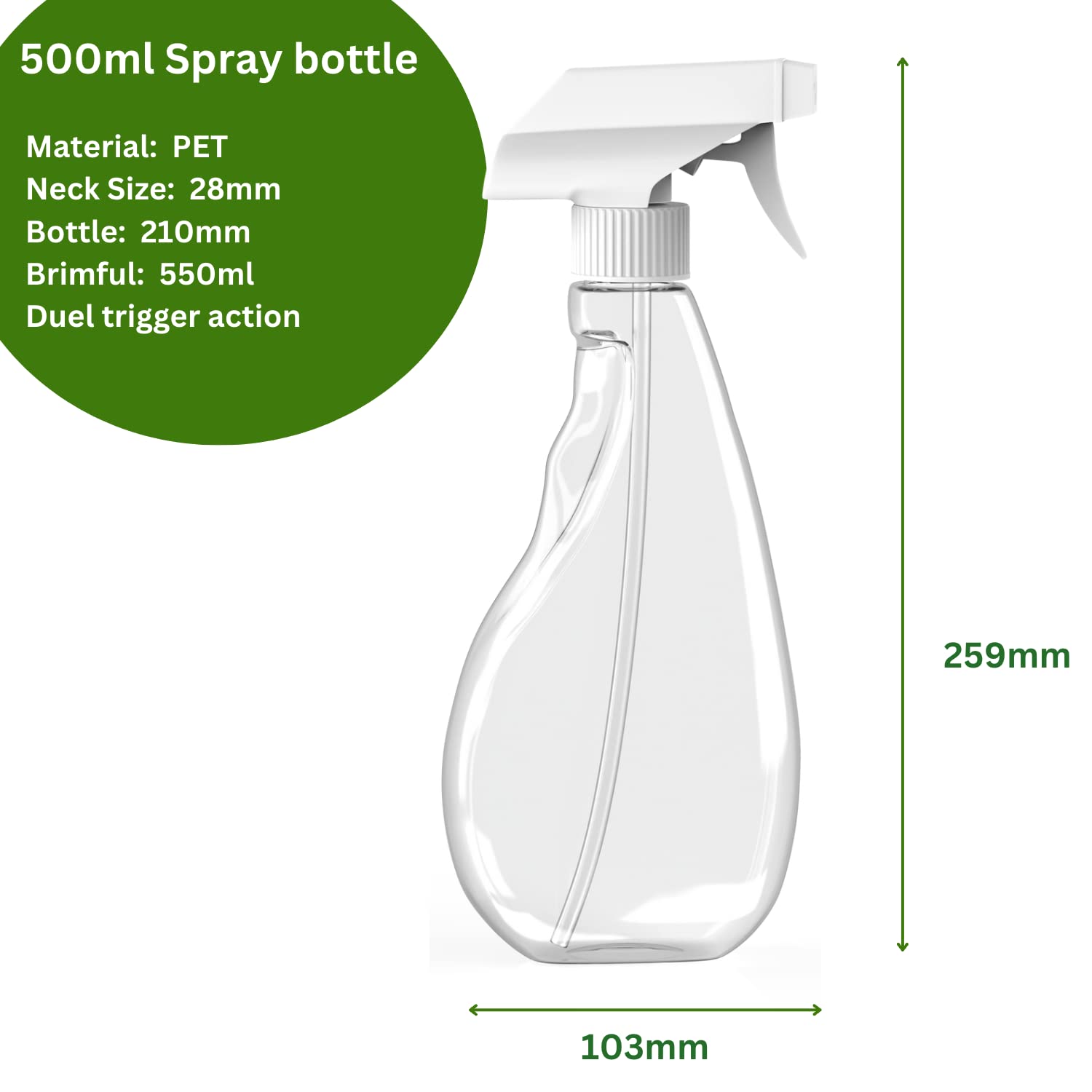 500ml Clear Spray Bottle with Adjustable Nozzle - Refillable Water Sprayer for Plants, Cleaning & Hair Styling - Fine Mist & Stream Settings - Perfect for Gardening, Home Care & Salon Use