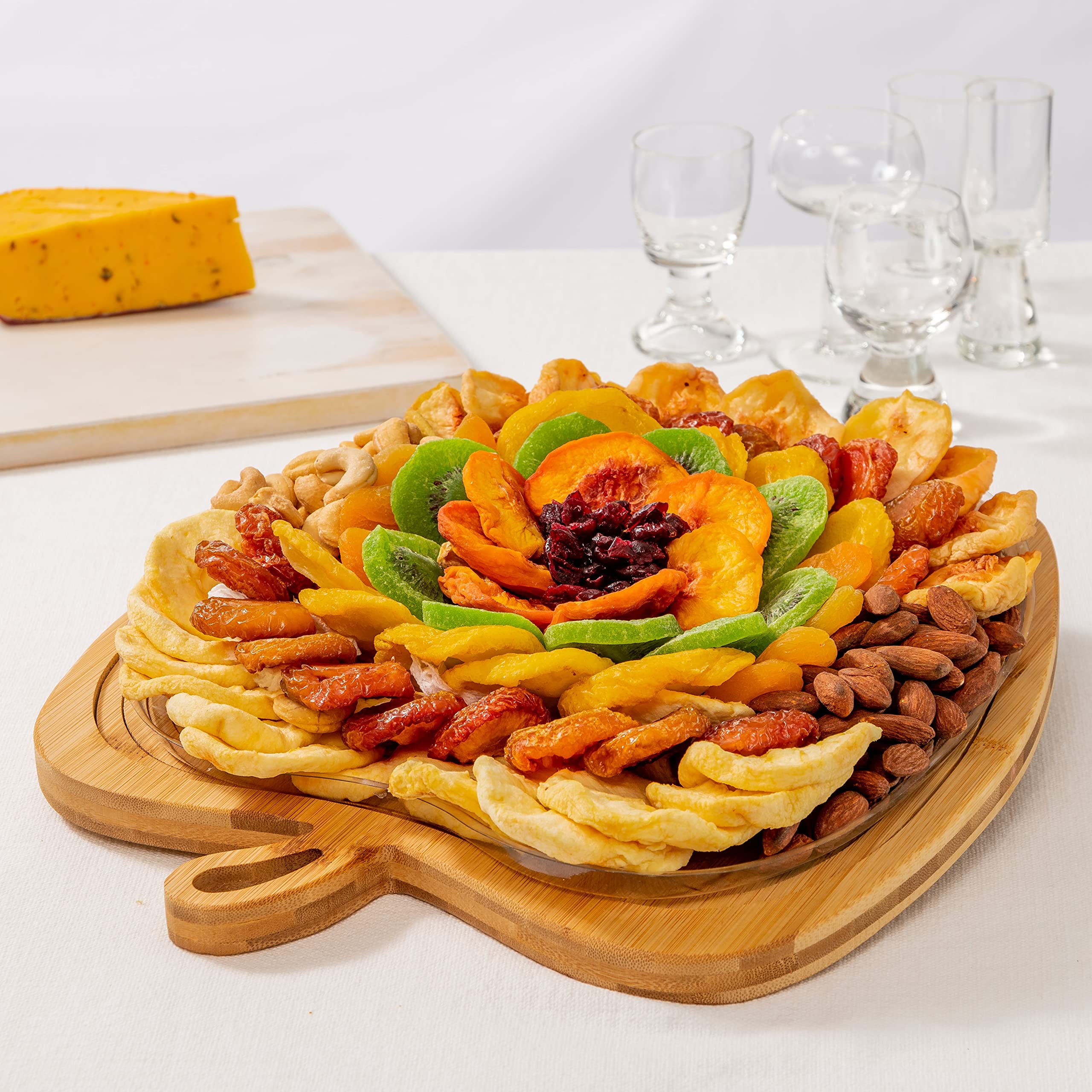 Premium Dried Fruit Gift Set with Foldable Wooden Bowl - BONNIE AND POP - Healthy Snacks for Holidays, Housewarming & Office Gifts - Perfect for Parties, Home Decor & Gourmet Treats