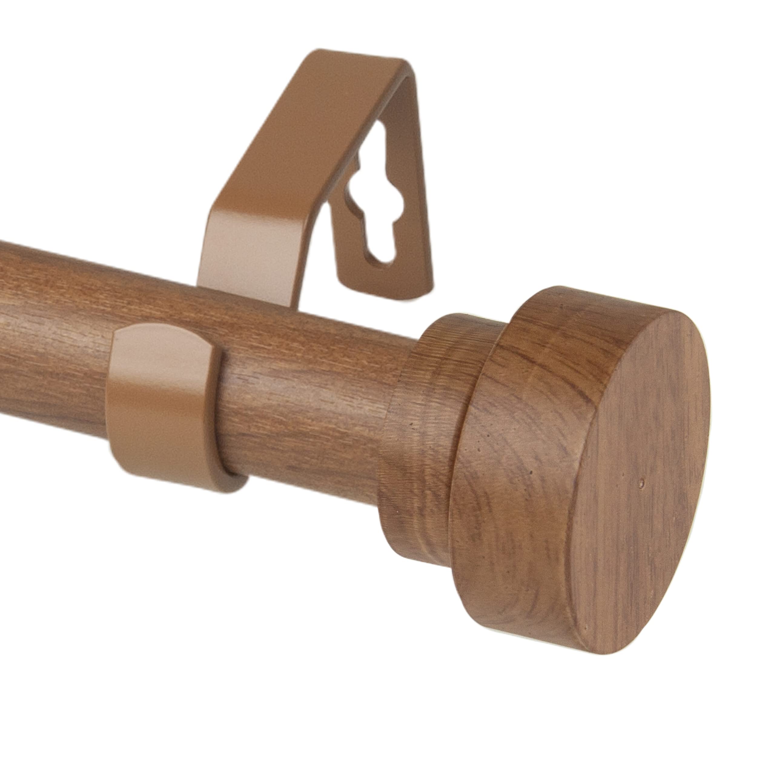Rod Desyne 1 Inch Bonnet Faux Wood Single Curtain Rod 160 to 240 Inches Chestnut Brown - Perfect for Living Room, Bedroom, and Large Window Treatments
