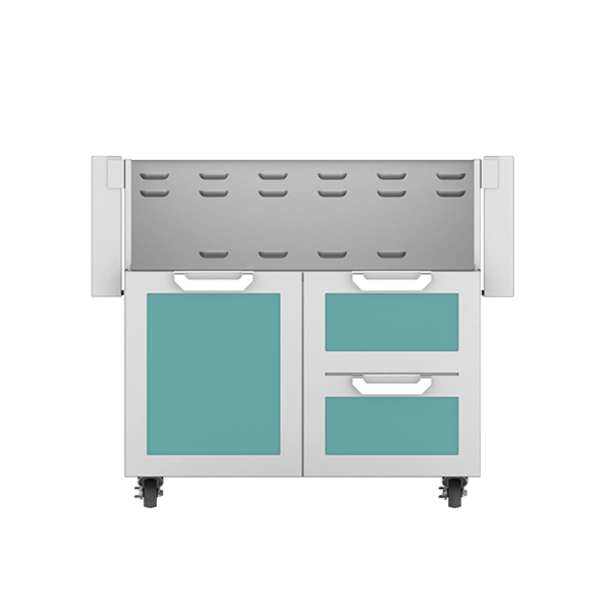 Hestan GCR36 36-Inch Outdoor Tower Cart with Door & Double Drawers - Heavy Duty Stainless Steel Kitchen Utility Cart for Patio, BBQ, Garden & Commercial Use