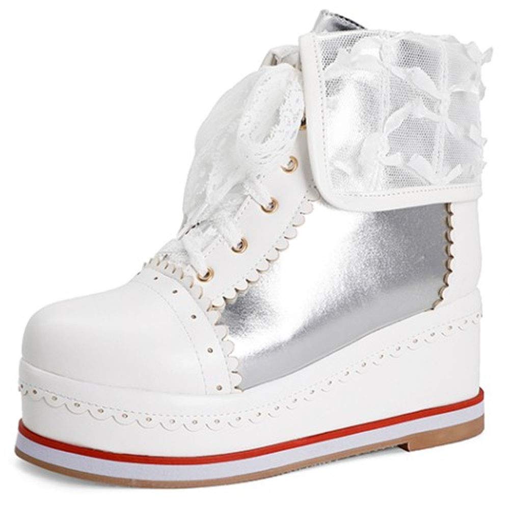 MEILIYA Cute Lolita Platform Boots for Women - Lace Up Cosplay Chunky Wedge Ankle Boots & Booties Sneakers | Perfect for Halloween Costumes, Anime Conventions & Kawaii Fashion Outfits