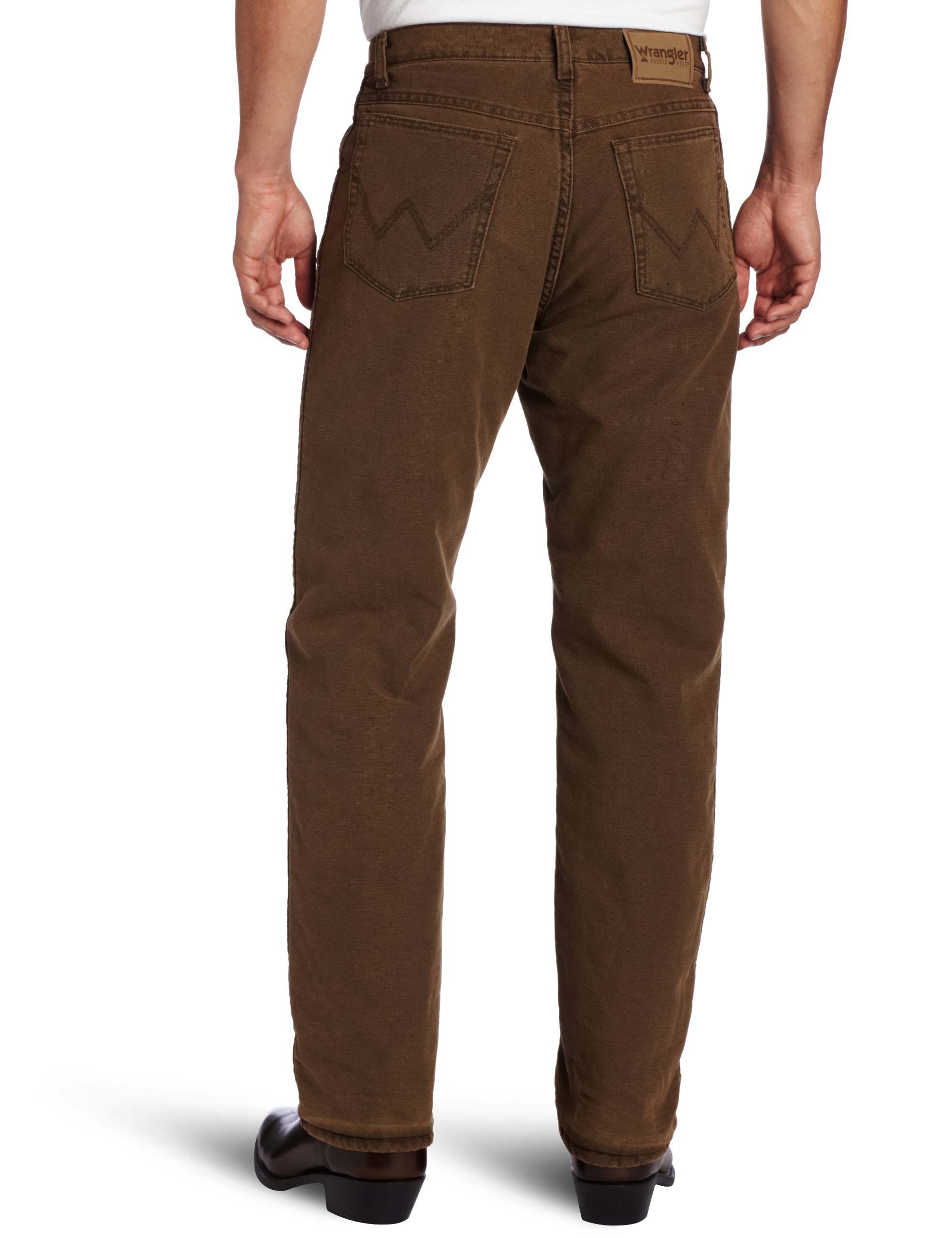 Wrangler Rugged Wear Men's Woodland Thermal Jean - Heavy Duty Winter Work Pants for Outdoor Hunting, Hiking & Cold Weather Activities