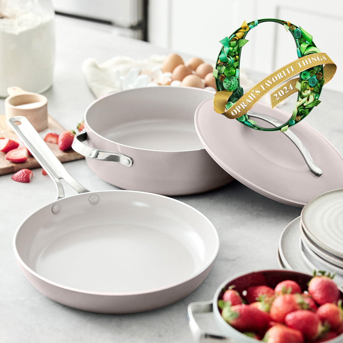Nova Ceramic Nonstick 3-Piece Cookware Set - PFOA-Free, Scratch-Resistant, Oven Safe to 450°F - Perfect for Frying, Sautéing & Baking - Healthy Cooking for Home Chefs