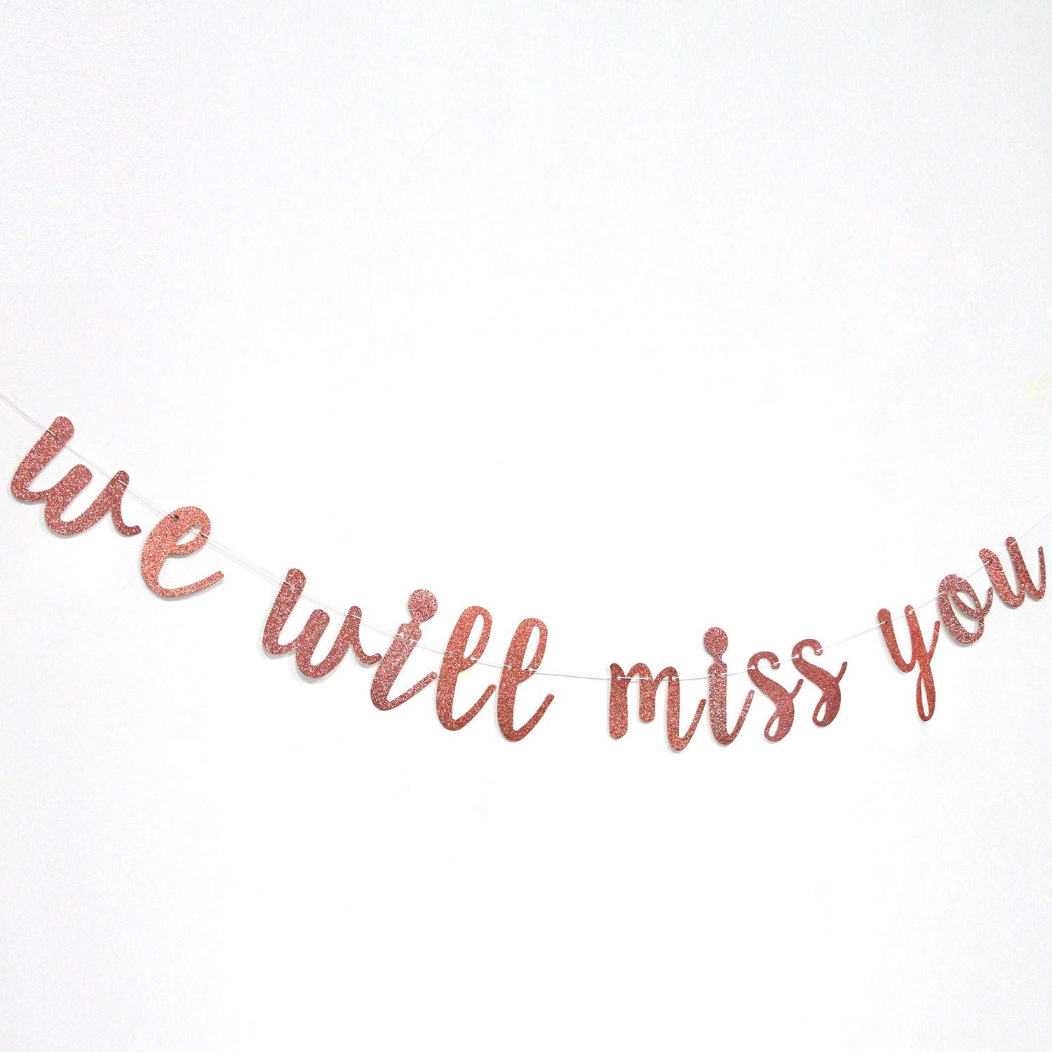 Rose Gold Glitter 'We Will Miss You' Banner - Retirement Party Decorations Sign for Going Away & Farewell Parties - Office Work Celebration Decor - Perfect for Retirement, Goodbye & Office Sendoff Events
