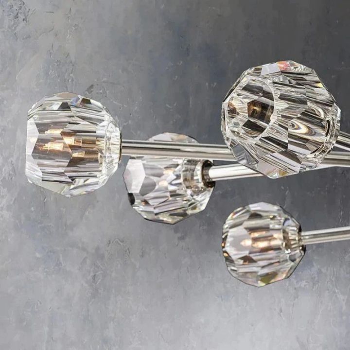 Elegant Crysball Glass Oval Chandelier - 72 Inch Modern Crystal Ceiling Light Fixture for Dining Room, Living Room, or Bedroom Lighting Decor