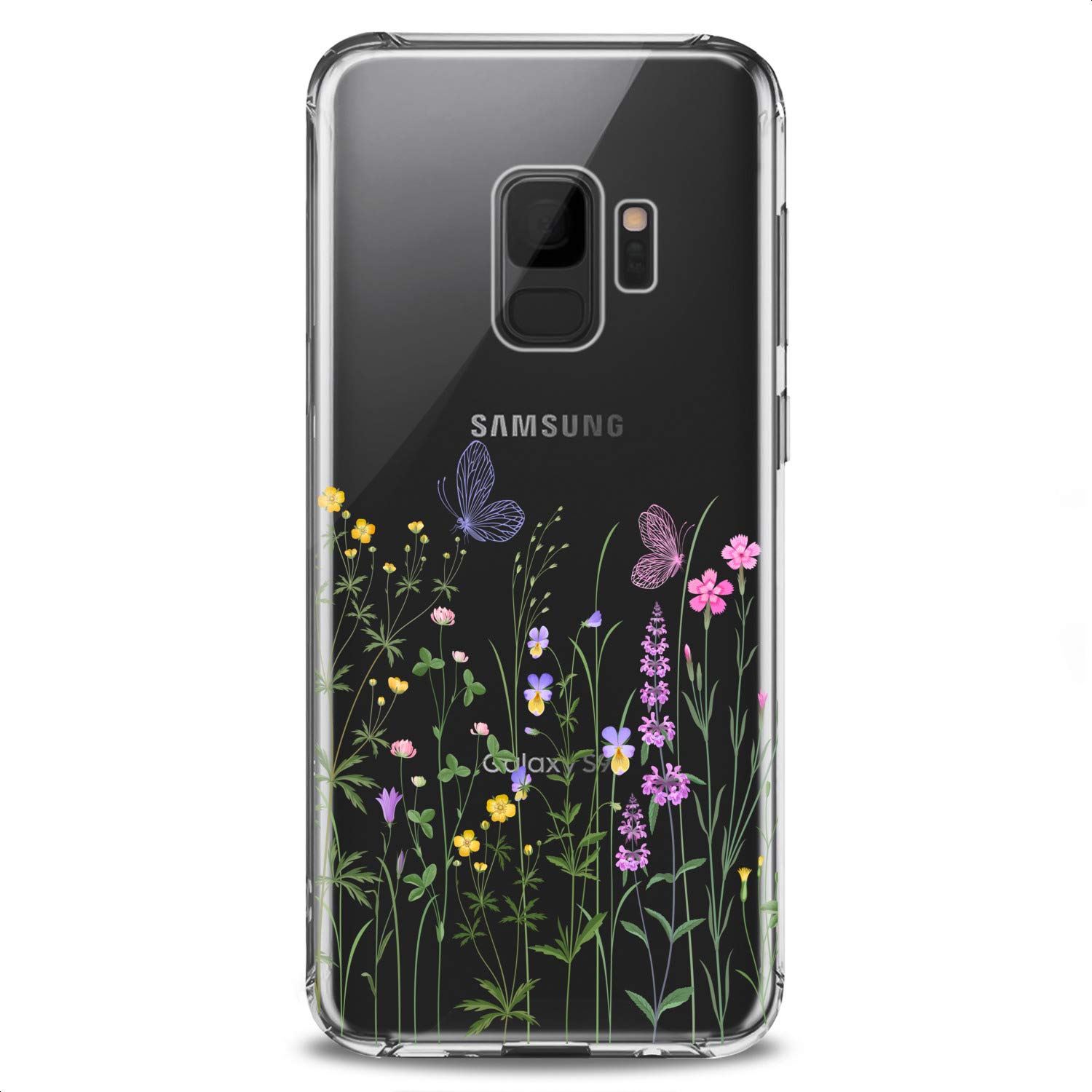 Samsung Phone Case Compatible with S24/S23 FE/S22 Plus/S21 Ultra/S20+/S10/Note 20/S10e/S9 - Slim Fit Green Plant Floral Design Flexible Silicone Cover for Women & Girls - Perfect for Daily Use, Work, and Outdoor Activities