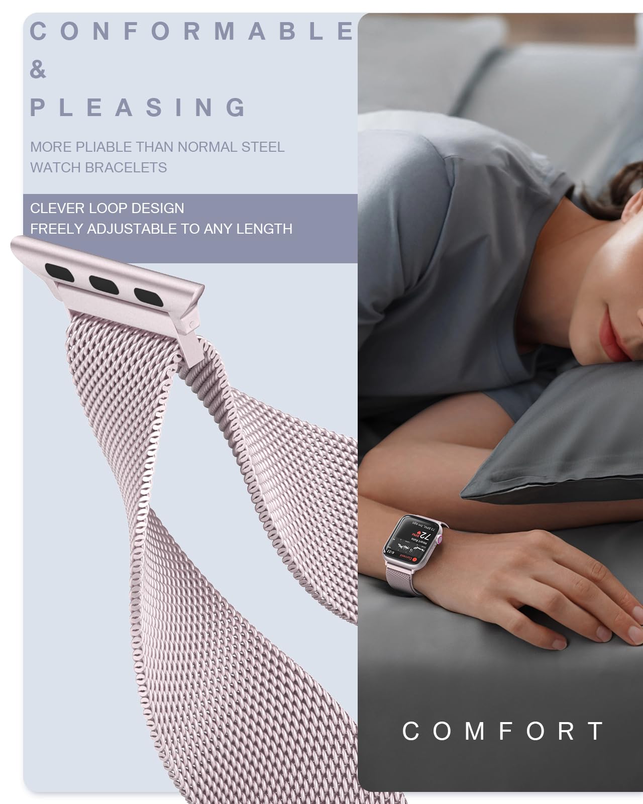 Stainless Steel Milanese Loop Band for Apple Watch 38mm 40mm 41mm - Magnetic Clasp Replacement Strap Compatible with iWatch Series 1-9 - Perfect for Workouts, Office Wear & Everyday Fashion