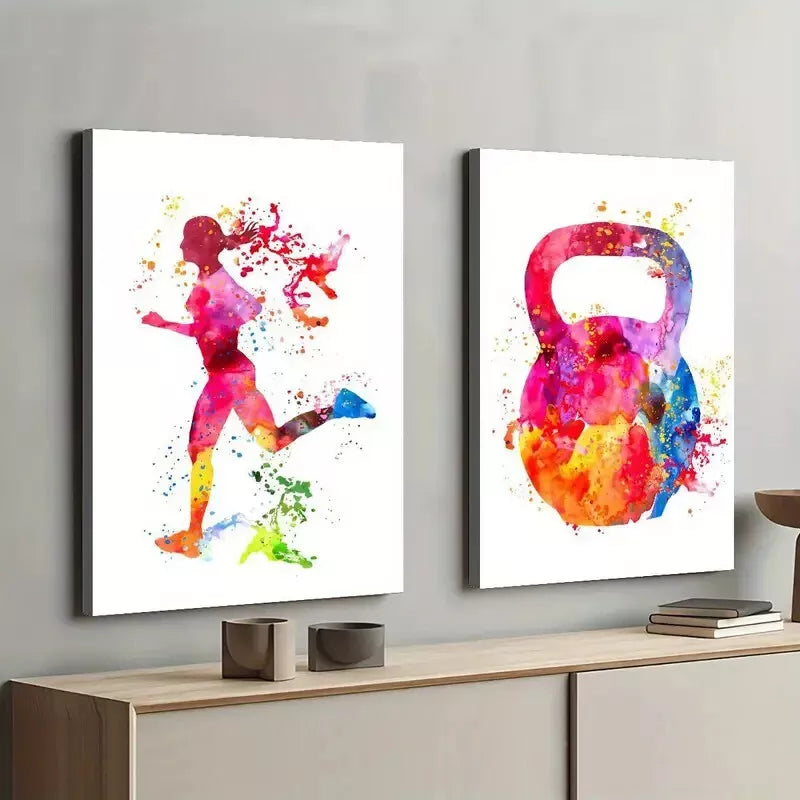 2pcs Modern Color Splash Sports Art Canvas Prints 50x75cm - Premium Australian Made Framed Wall Decor for Living Room, Bedroom & Office - Ready to Hang
